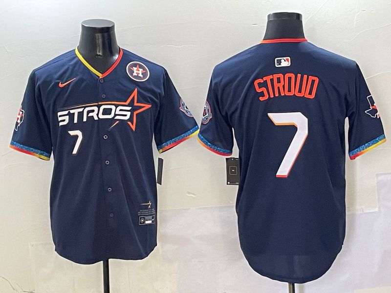 Men Houston Astros #7 Stroud Drak Blue Fourth generation Joint Name Nike 2025 MLB Jersey style 5->houston astros->MLB Jersey